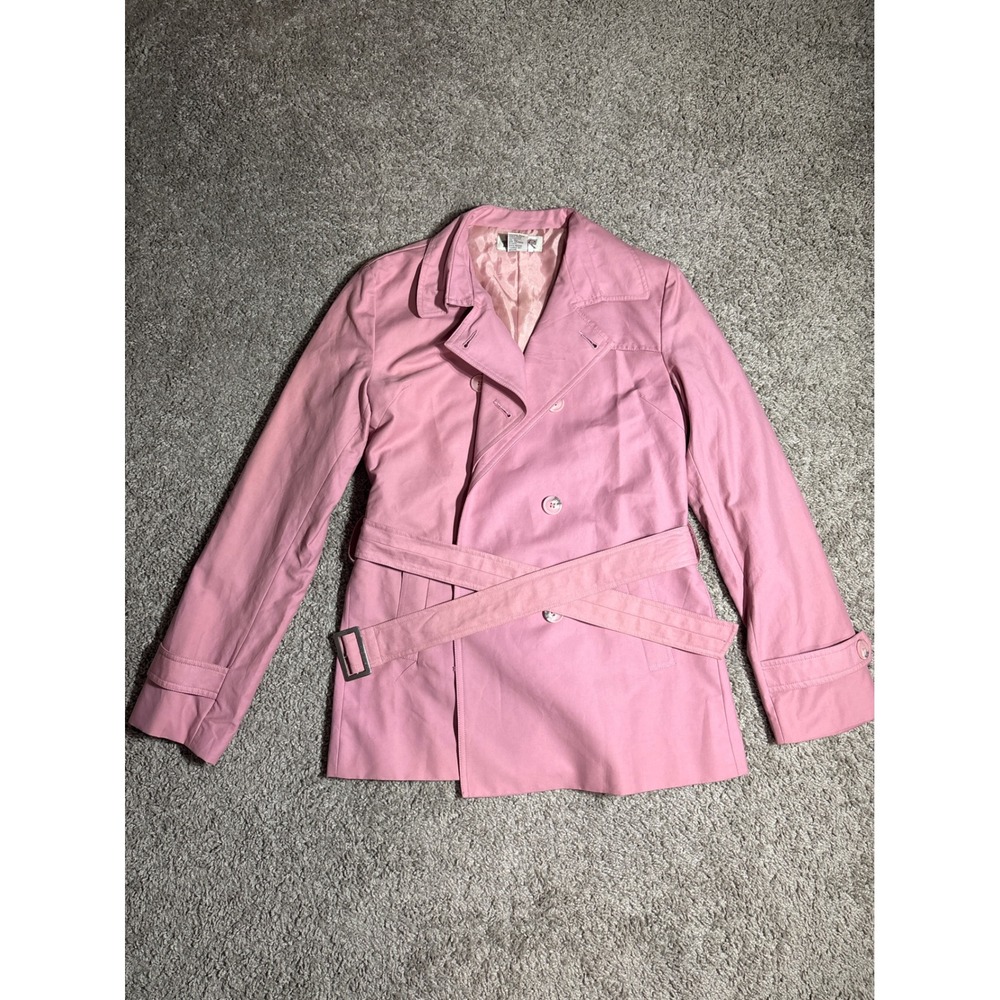 Motif Pink Double Breasted Belted Trench Coat Jacket Womens Size Medium